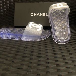 Slightly used jelly Chanel slides